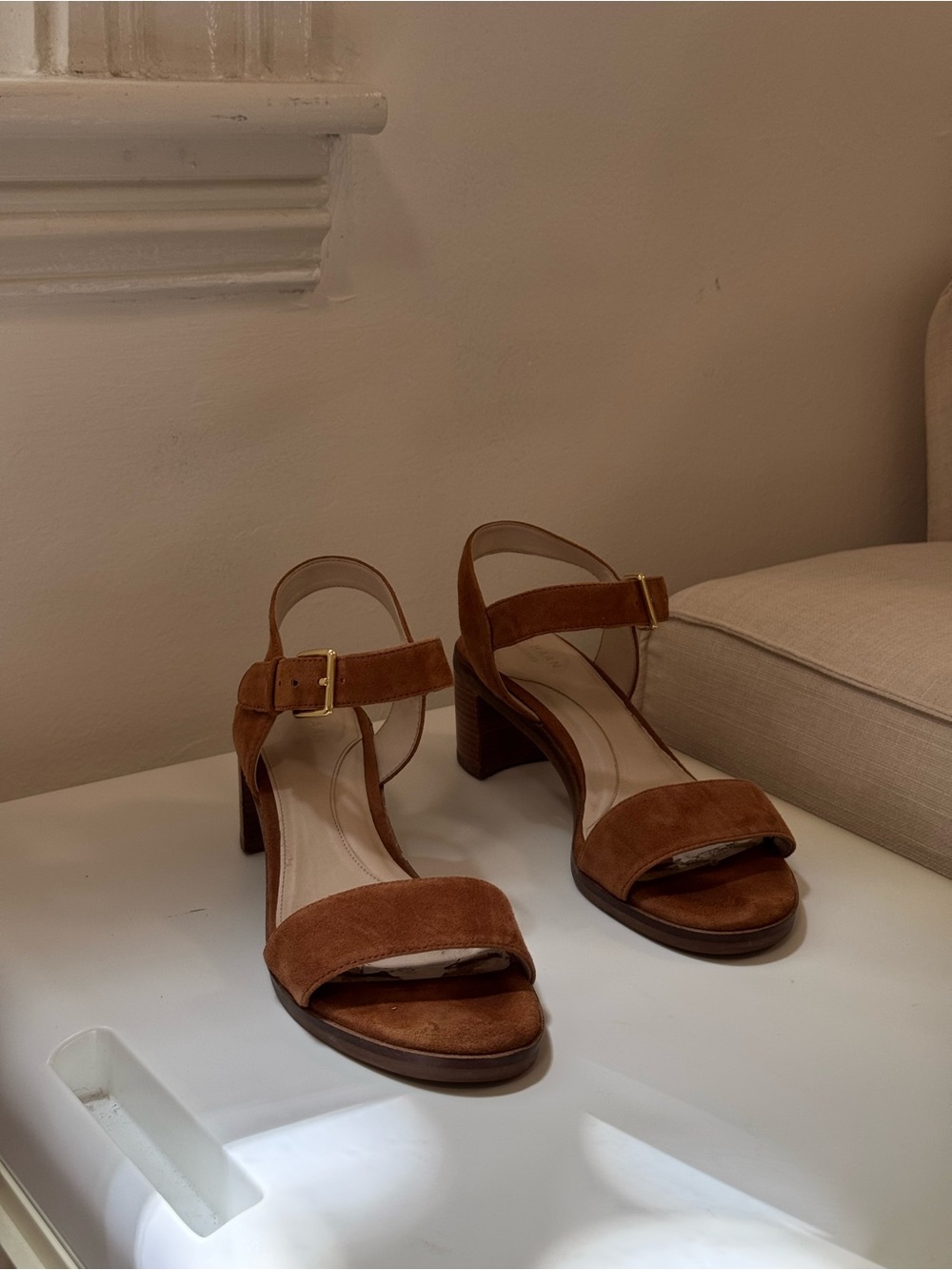 Brown Suede Block Heels